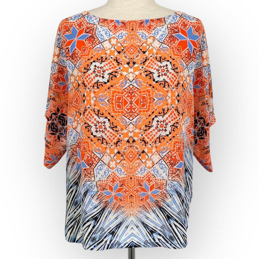 EMALINE Colorful Geometric Print Blouse Size Small Bright Multicolor